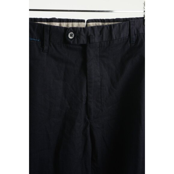 Valentini Mens US 42 x 31 Navy Blue Twill Stretch Cotton Flat Front Trouser Pant - Picture 4 of 11